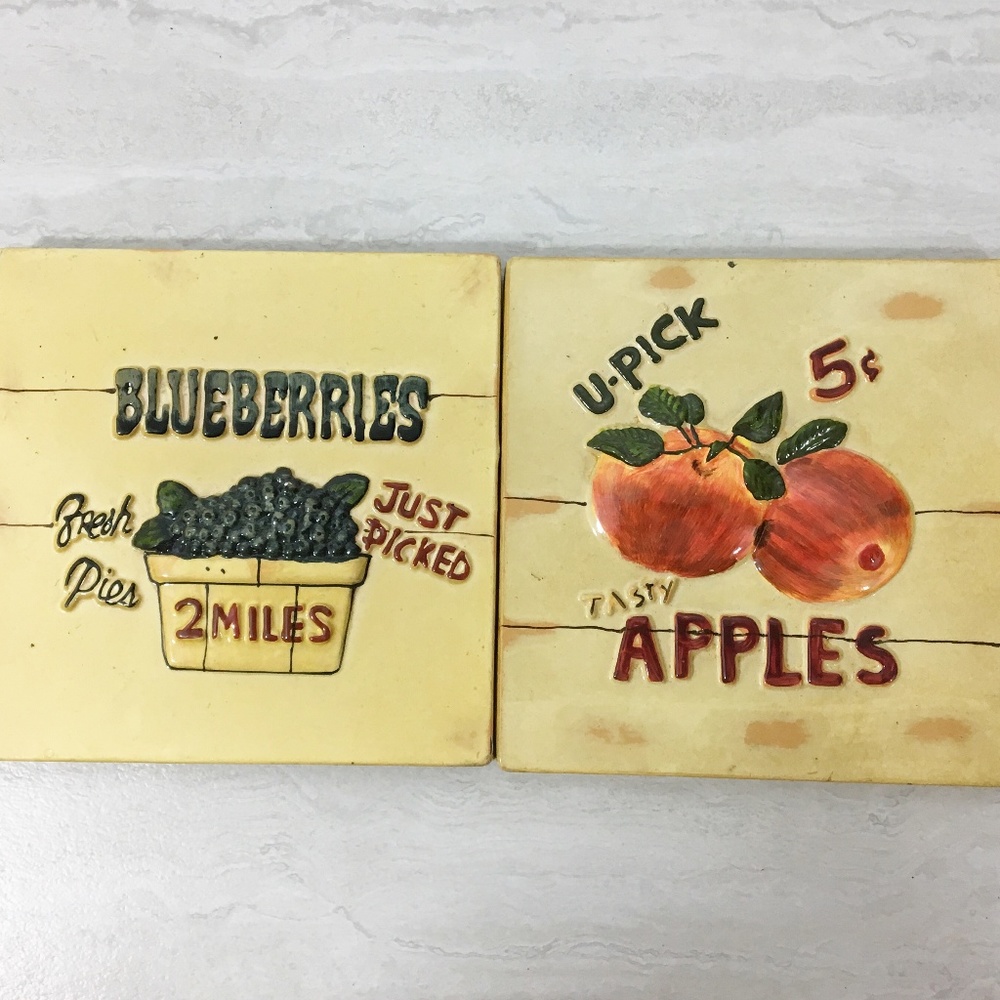 Set of 2 Vintage Farmstand  / Farmhouse Kitchen Signs